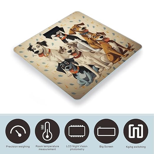 Hound Dogs Bathroom Scale Large LCD Backlight Display Digital Scale Rounded Corners Body Scales Automatic Power On/Off Bathroom Scales for Home Bedrooms