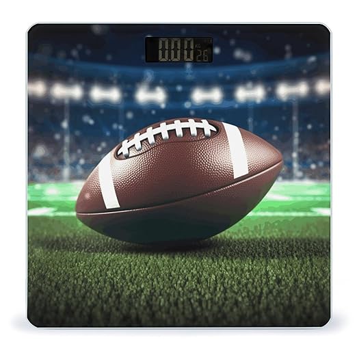 Football and Grass Scale for Body Weight High Precision Digital Weight Scales with LCD Display Anti-Slip Sturdy Slim Tempered Glass Bathroom Scale for Home Use