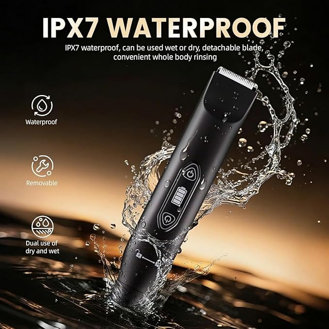Electric Groin Hair TrimmerNose Hair Trimmer Dual Heads Waterproof Ball Pubic Shaver for Male and FemaleReplaceable Ceramic Blade Heads Wet/Dry Body RazorHusband Gift (Black)