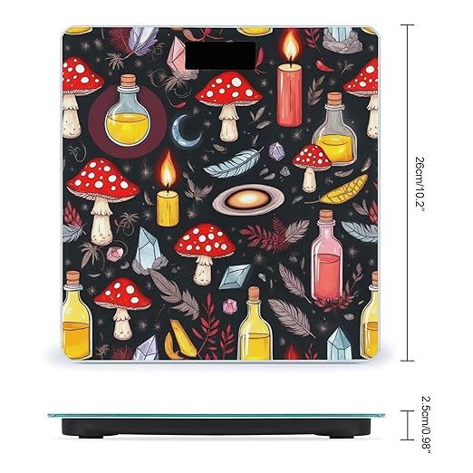 Men's Fashion Automatic Switch Digital Bathroom Weighing Scale Smart Scale Witch Witchy Goth Magic Mushrooms