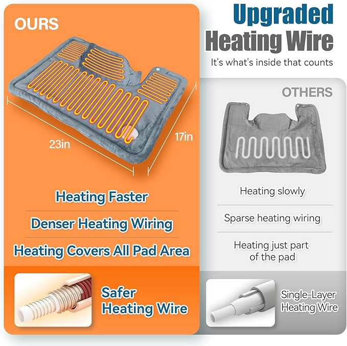 Weighted Heating Pad for Neck &amp Shoulders - 6 Heat Settings 4 Timers Auto Off - Electric Heating Pad for Back Pain Relief - Gift for Women/Men Mom/Dad Birthday Christmas