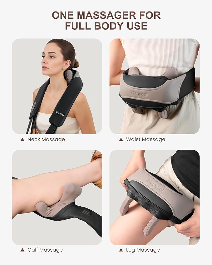 Cordless Neck and Shoulder Massager with Heat Shiatsu Neck Back Massager Deep Tissue 3 Massage Intensity &amp 2 Heating Area Gifts for Women Men