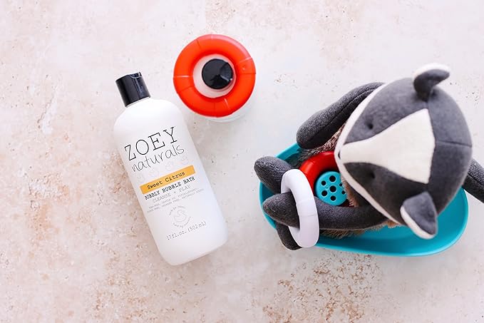 Zoey Naturals - Sweet Citrus Bubble Bath for Kids &amp Babies - Organic Tear-Free Non-Toxic Toddler Soap with Moisturizing Aloe &amp Avocado Oil - Long Lasting Bubbles - Made in USA 17 oz