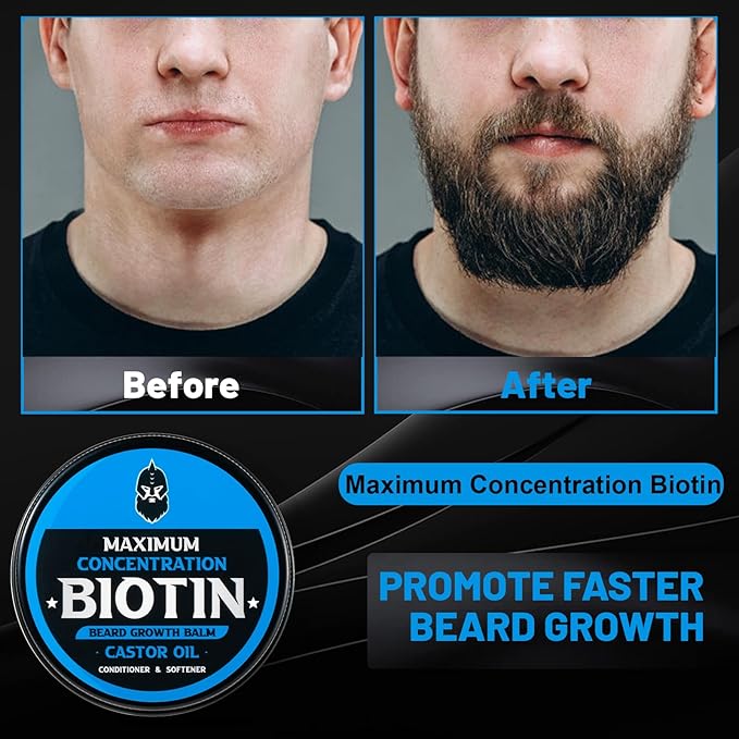 Beard Balm Maximum Concentration Biotin with Castor Oil and Argan &amp Jojoba Oils Promotes Beard Growth Styles Strengthens &amp Softens Beards &amp Mustaches 2 OunceCedar