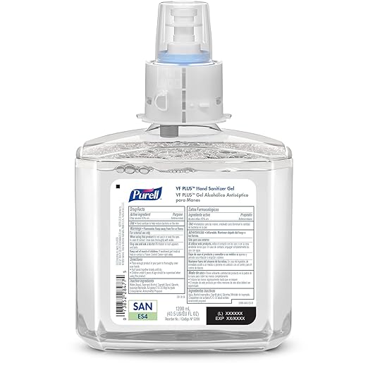 PURELL VF Plus Hand Sanitizer Gel Fragrance Free 1200 mL Sanitizer Refill for PURELL ES4 Push-Style Hand Sanitizer Dispenser (Pack of 6) - 5099-06