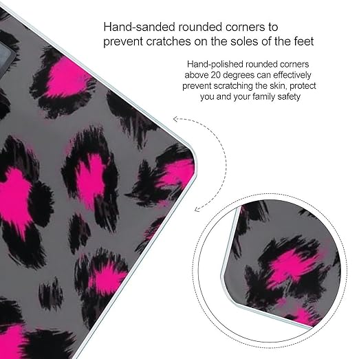 Women's Fashion Automatic Switch Digital Bathroom Weighing Scale Smart Scale Luxury Pink Dark Gray Leopard Cheetah Print