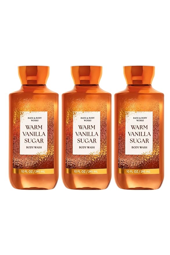 Bath &amp Body Works Warm Vanilla Sugar Body Wash – 3 Pack – 10 fl oz Each – Shea &amp Vitamin E – Vanilla White Orchid &amp Sandalwood Scent