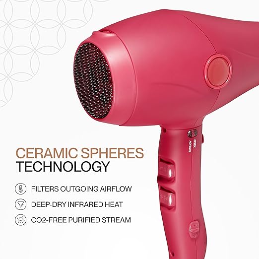 Premium Pink Hair Styling Bundle – Nano Pro Hair Dryer Pink Aura Brush Set &amp Smoothing Hair Serum for Salon-Finish Results