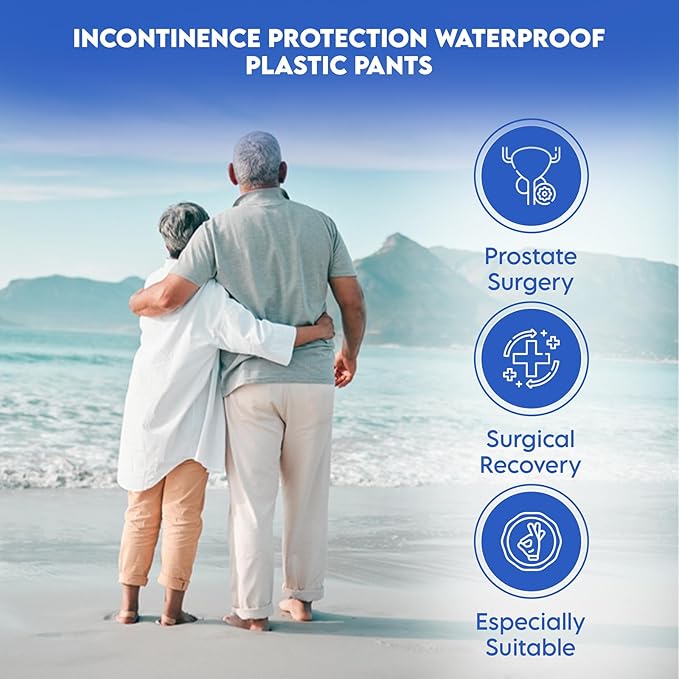 Adult Plastic Diaper Covers Waterproof Leakproof Rubber Incontinence Pants Washable High Waist Women Underwear Overnight (Blue XX-Large)