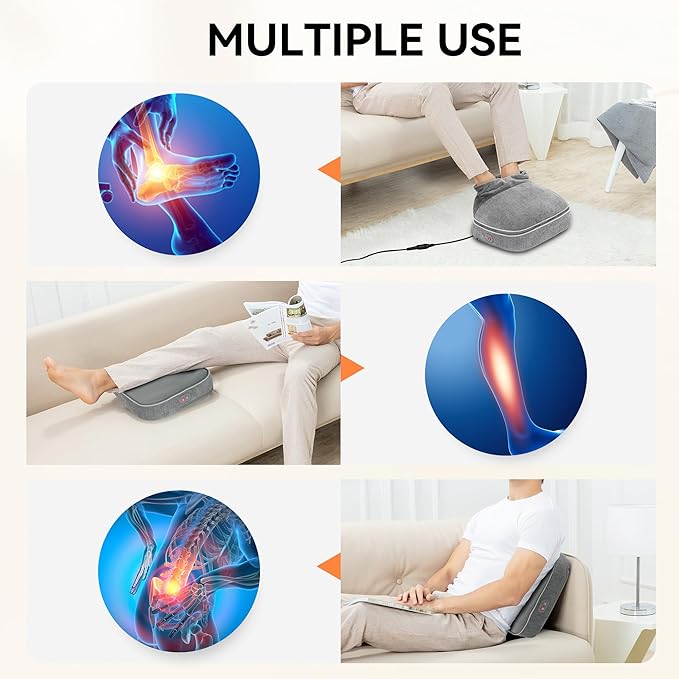 Snailax Foot Massager with Heat Heated Foot Warmer Under Desk Vibration Feet Massager Machine with 3 Vibrating Modes &amp 2 Heating Levels Remote Control Foot Heater
