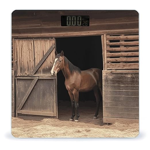 Barn Horse Digital Bathroom Scale for Body Weight with High Precision Digital Weighing Scale with BMI Clear LCD Display and Step-On Measures Weight Up to 180kg