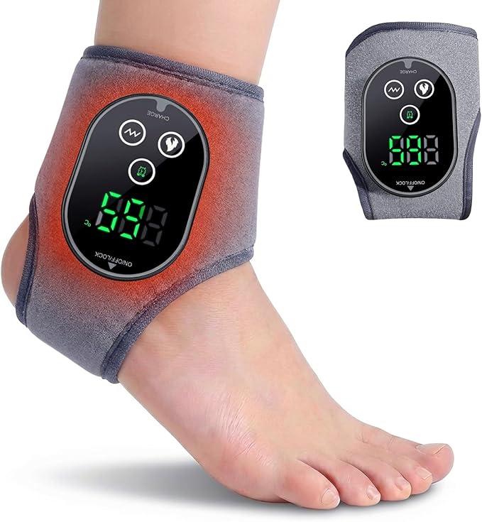Cordless Foot Massager for Pain Relief &amp Circulation 4 Heat &amp 3 Vibration Modes with 3 Timers (30-Min Auto Off) Portable for Heel/Arch/Ankle Compact Design for Home Office Travel Gray
