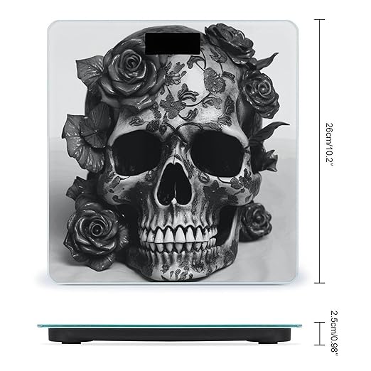 Black Skull Rose Smart Scale for Body Weight Accurate Bathroom Scale with LED Display Digital Weight Scales Weighing Machine High Precision Scales for Bath Home
