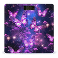Purple Cute Butterfly Print Scale for Body Weight Anti-Slip Tempered Glass Digital Bathroom Scales Clear LCD Display Weighing Scale Safe Rounded Corners Smart Scales