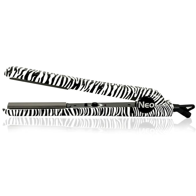 Ceramic Pro 1 inch Floating Plates Hair Straightener Flat Iron with Temp Control (White Zebra)