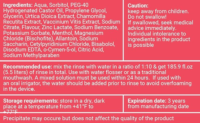 Concentrated Water flosser Rinse &amp mouthwash Gum Care| Add to Water Flosser &amp Oral irrigator | Apple Mint| Pack of 1 = 16.9 fl.oz | Alcohol Fluoride Free Made in USA | WATER DENT