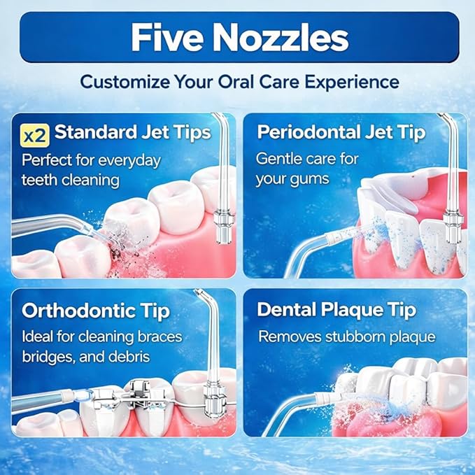 KAMEX Cordless Water Dental Flosser for Teeth Cleaning: Portable Oral Irrigator with 300ML Tank 4 Cleaning Modes Rechargeable IPX7 Waterproof Travel Water Flosser for Sensitive Gums Braces