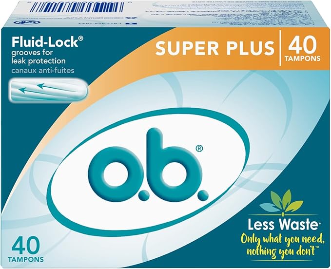 o.b. Super Plus Absorbency Tampons 40 Count Ultra Absorbency 40 Count With Fluid Lock - Set of 3 (80 Tampons) and eBooklet