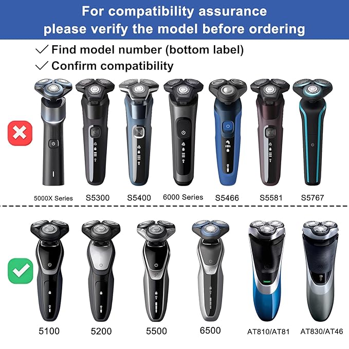 SH50 Replacement Blades Compatible with Series 5000 Electric Shavers Replacement Heads For Philips Norelco 5000 Shaver SH50 blades 6-pc pack