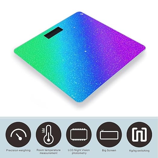 Smart Scale for Body Weight Automatic Switch Digital Bathroom Weighing Scale Beautiful Turquoise Bling Glitter Sparkles Pattern