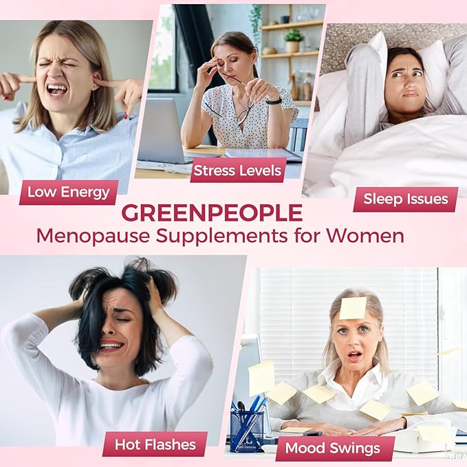 GREENPEOPLE Menopause Supplements for Women Gummies - 16-in-1 Dual Action Menopause Relief W/Black Cohosh Vitex Beef Organs for Hormone Balance Hot Flashes Night Sweats &amp Mood 60 CT (2 Packs)