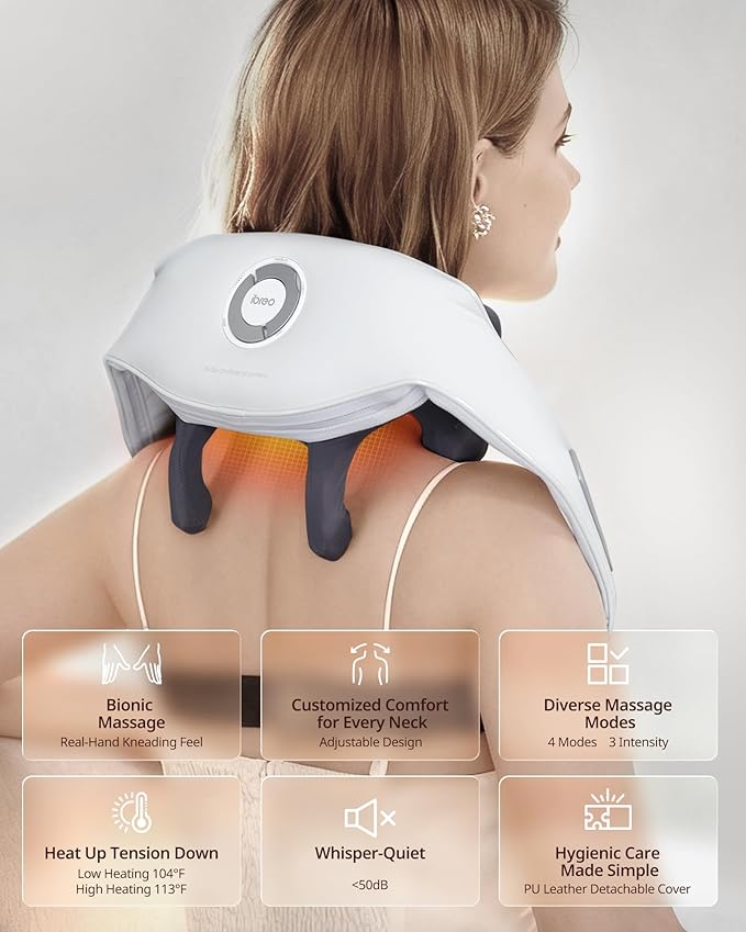 Shiatsu Neck and Back Massagers with Heat 150 Mins Uses 4 Modes &amp Adjustable Massage Head Electric 3D Deep Tissue Kneading for Shoulder Leg Muscle Soreness Pain Relief Relaxation for Women