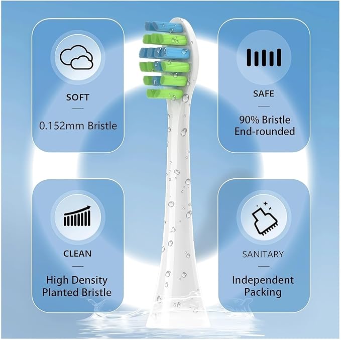Replacement Brush Heads Compatible with 7AM2M AM101/AM105 Sonic Electric Toothbrush Vacuum Soft Bristle Nozzles(16PCS Black)
