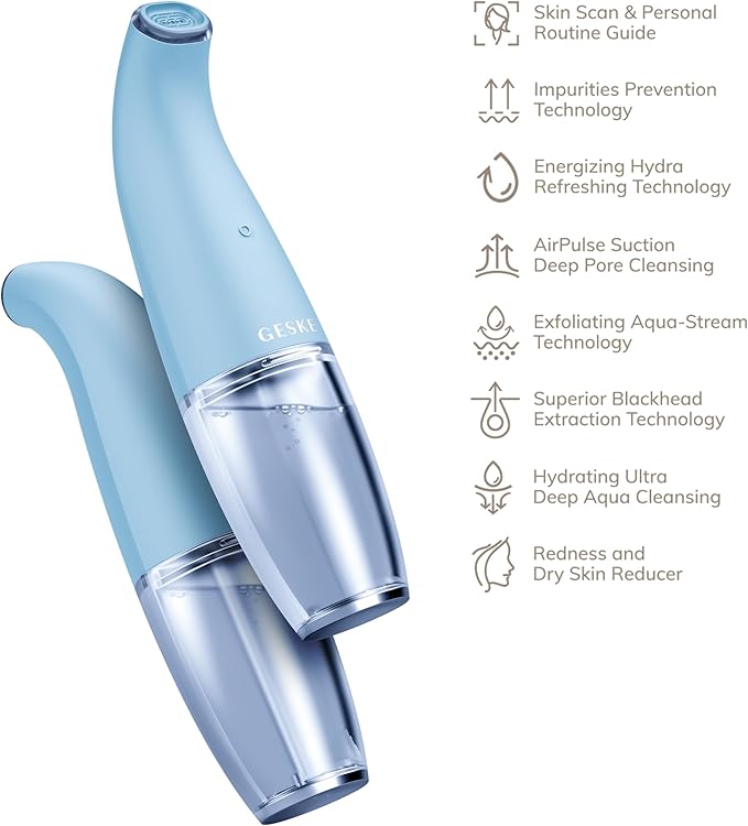 GESKE SmartAppGuided™ Aqua-Stream Face Cleanser | 8 in 1 | Deep Pore Cleansing | Impurities Prevention | Blackhead Extraction | Reduce Red &amp Dry Skin | Use with Our Aqua-Stream Solution