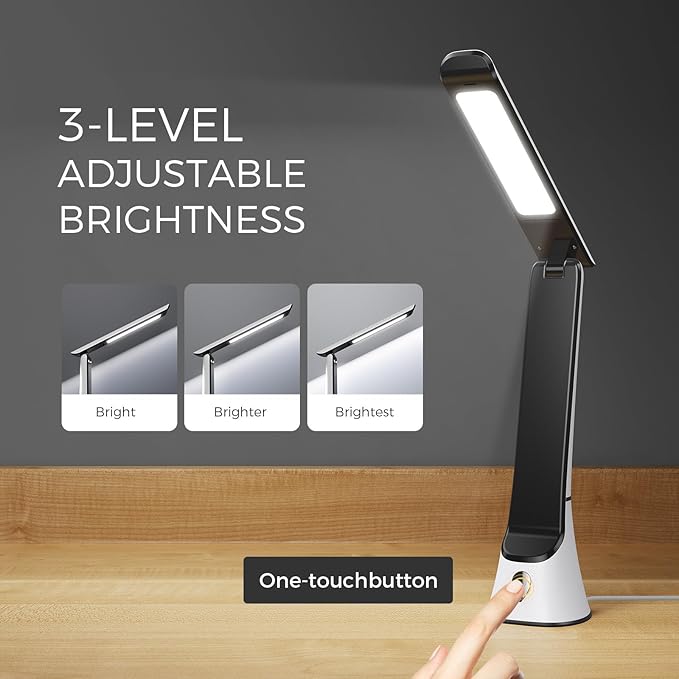 Light Therapy Lamp 10000 LUX UV-Free LED Sunlight Light Full Spectrum Mood Light Happy lamp Touch Control Desk Lamp with Night Light Function Work Office Home -White