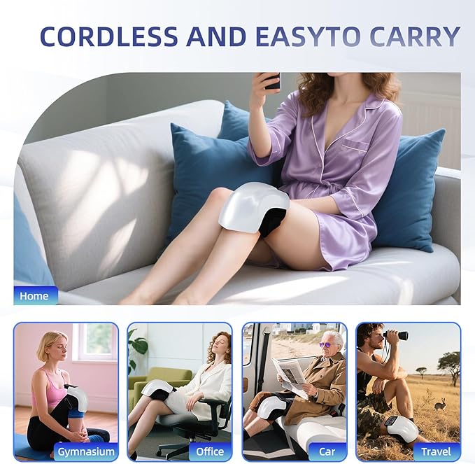 Knee Massager 4 in 1 with Heat Vibration Red Light and 3D Massage Cordless Portable Rechargeable