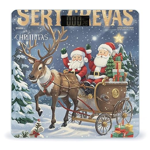 Before Christmas Bathroom Scale for Body Weight Bathroom Weighing Scales with Back Lit LED Display Sturdy Tempered Glass Body Weight Bathroom Scale 400lb Weighing