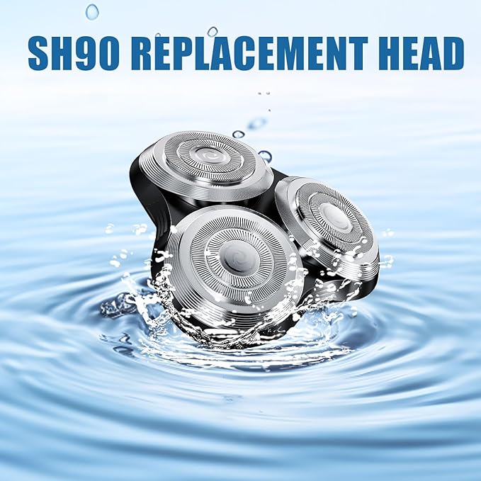 SH90 Replacement Heads Compatible with Philips Norelco Shavers Series 9000 New Version of Metal Wheel Buckle and Upgrade Double-Layer Precision Replacement Blades(3 Pack)