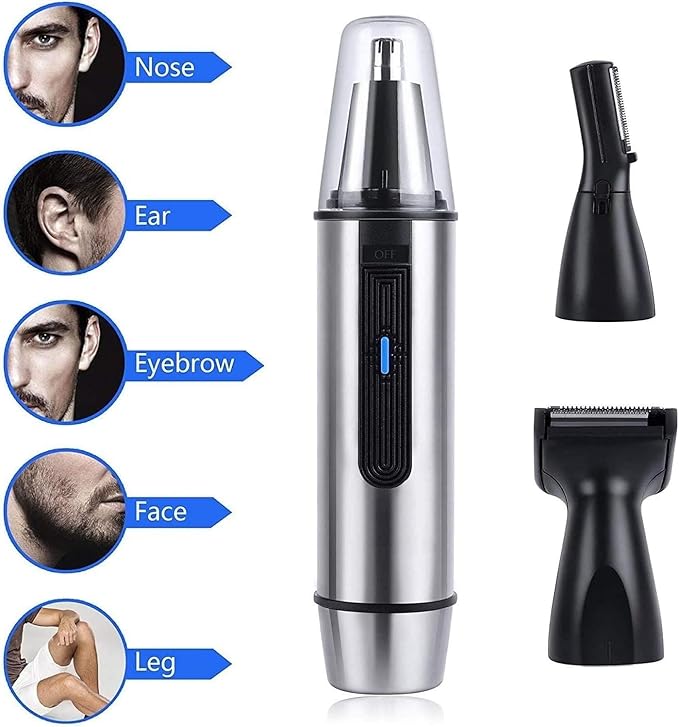 Ear and Nose Hair Trimmer Professional Painless Eyebrow Facial Ear Hair Trimmer Clipper for Men and Women Battery-Operated IPX7 Waterproof Dual Edge Blades for Easy Cleansing