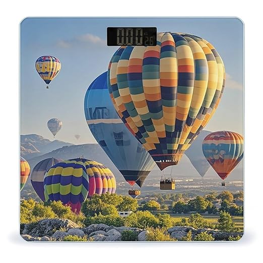 Hot Air Balloons Scale for Body Weight Digital Bathroom Scale Toughened Glass High Precision Scales for Body Weight with Large LCD Backlight Display Weight Scales