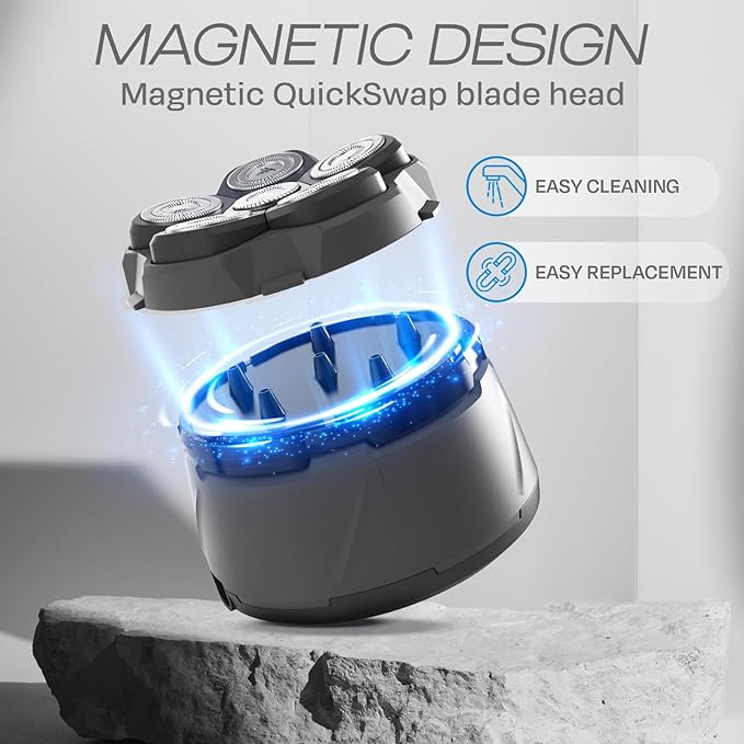 HUMMINGBIRD MK3 Stealth Electric Head Shaver - 6 Blade Electric Razors for Men Cordless USB-C Rechargeable Waterproof Head Shaver with Two Additional Magnetic Replacement Blades
