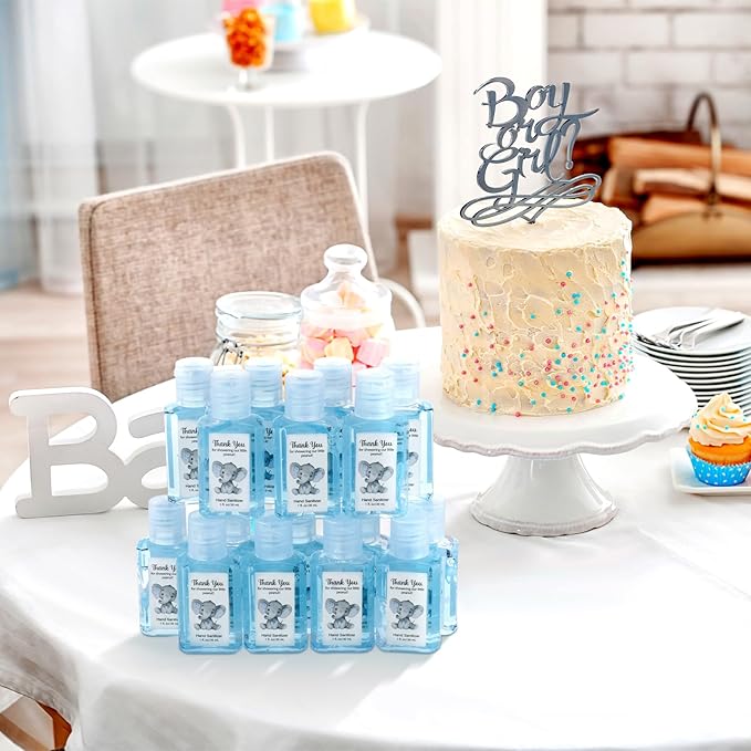 Gejoy 48 Pack Baby Shower Mini Hand Sanitizer Elephant Theme Baby Shower Party Favors for Guest Travel Size Thank You Gifts for Elephant Boy Gender Reveal Party Supplies