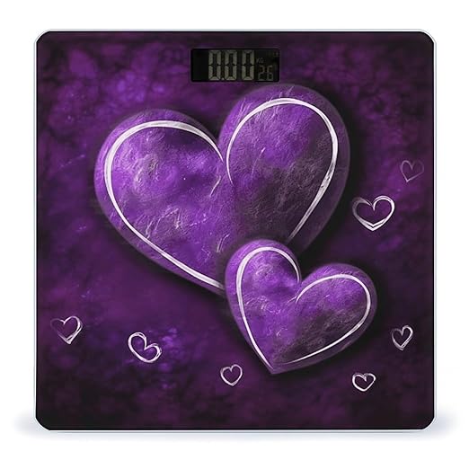 Purple HeartsScale for Body Weight with LCD High Precision Weighing Scales Fashion Sturdy Tempered Glass Weight Scales Easy-to-Read Digital Bathroom Scale for Daily 400lb