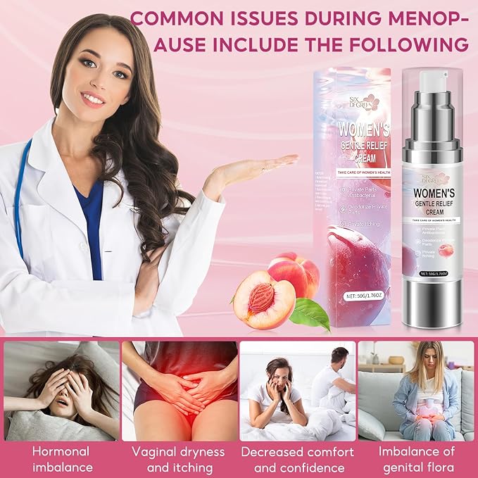 Silky Peach Cream for Women Women's Gentle Relief Cream Regulates Female Hormonal Balance Menopause Care - Relieves Vaginal Dryness &amp Itching (1.76 fl.oz)