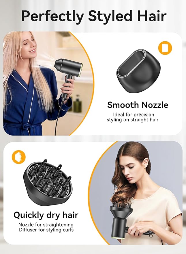 Hair Dryer150000RPM Upgraded Professional Ionic Blow Dryer with Diffuser for Women Men