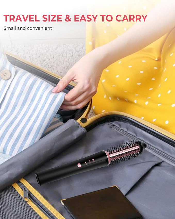 Cordless Curling Brush4000 mAh USB Cordless Hair Curler with 3 Temp Setting Mini Travel Curling Iron Rechargeable Ceramic Battery Powered Curling Iron