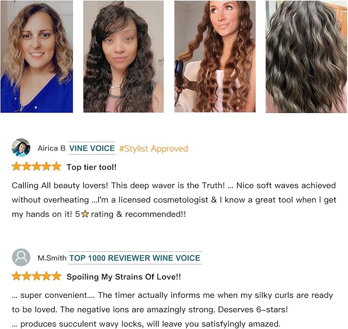 MIRACOMB Titanium Deep Waver Iron Ion Technology Digital Heat Settings Auto Off Dual Voltage (12.2 inches Wavy Hair Hair Waver)
