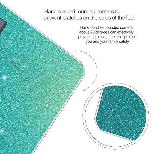 Smart Scale for Body Weight Digital Bathroom Weighing Scale Energy Saving Scale Teal Blue Glitter Sparkle Texture