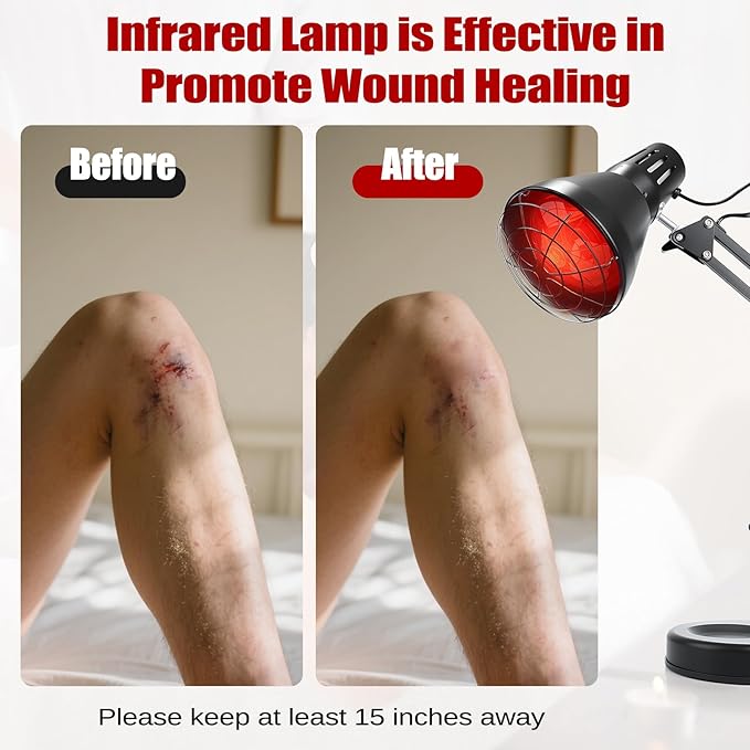 Infrared Red Light Therapy with Sturdy Base Infrared Heat Lamp Device with 150W Bulb Adjustable Near Infrared Light Heat Lamp Set for Body Neck Shoulder Joints Back Pain Relief