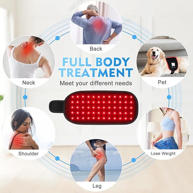 Red Light Therapy for Body with 8000mAh Power Bank – 5050 60LED 3-Chip (660+850+660nm) 3 Modes / 2 Temp Levels / 3 Timers – Portable Wrap with Pocket &amp USB-C Cable
