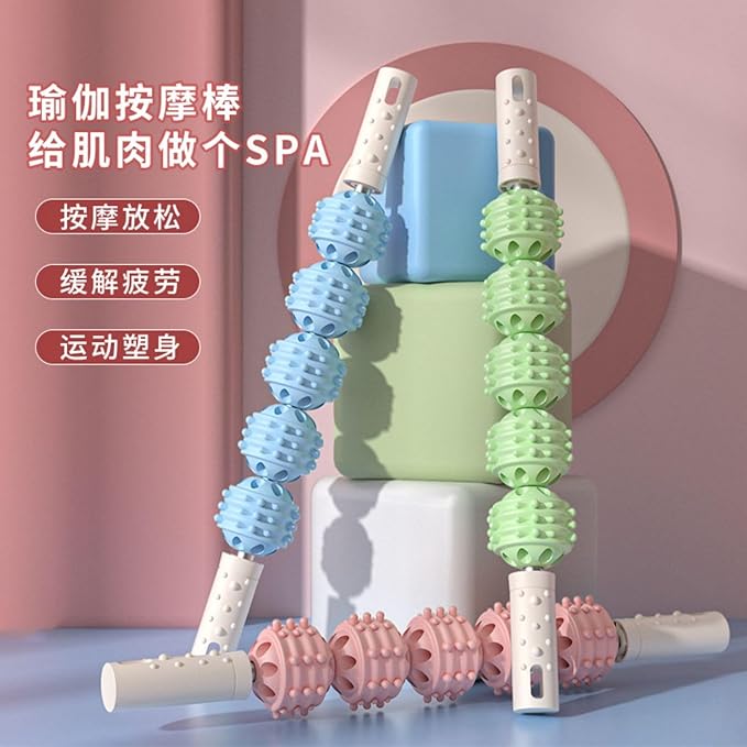 新款按摩棒 Leg Arms Back Calves Roller Massage Roller Stick 按摩腿按摩神器狼牙棒滚轮助长高按摩擀筋棒 HomeOffice Body Electric Massagers