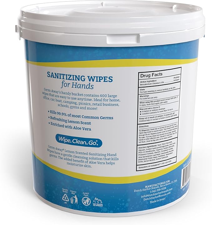 Hand Sanitizer - 400 Count Antibacterial Wipes Lemon Scent Hand Sanitizing Wipe with Aloe Vera Bulk Antibacterial Hand Wipes Economy Size Sanitizer (Pack of 4)