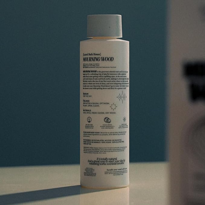 Mourning Wood Body Wash | Hydrates Cleanses Nourishes Skin with Niacinamide | Notes of Oud Wood Black Rose Cedar | Free From Parabens Sulfates &amp Phthalates 415ml