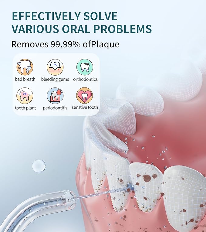 Water Dental Flosser Cordless for Teeth 350ML Water Dental Flosser Teeth Pick 4 Modes Portable Oral Irrigator with 4 Jet Tips Rechargeable Flossers Oral Irrigator IPX7 Waterproof for Home Travel