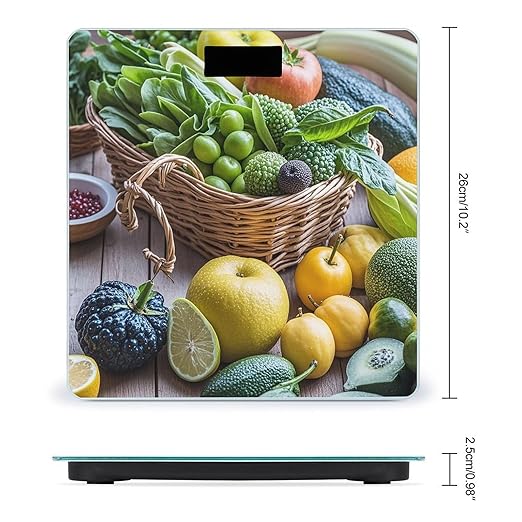 Fresh Fruits Scale for Body Weight Highly Accurate Digital Bathroom Body Scale Digital Bathroom Scales for People Anti-Slip Large LCD Display Smart Scales