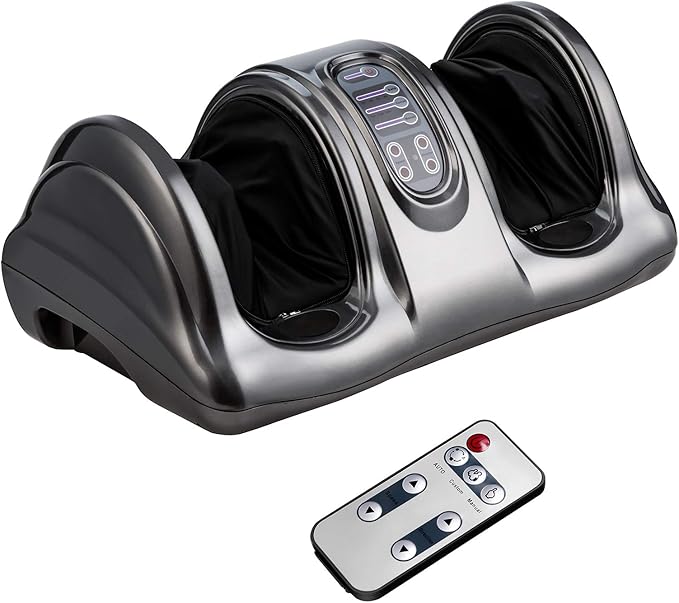 KOTEK Foot Massager Machine Shiatsu Foot &amp Calf Massager w/ 3 Massage Modes Remote Control Electric Deep Kneading Rolling Scraping Massage for Leg/Arm/Ankle Increase Blood Circulation (Grey)